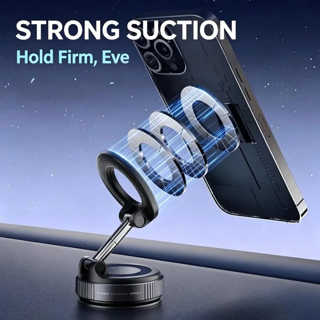 Magnetic Vacuum Phone Mount – Foldable, 360°, Ships from US