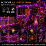 Solar Halloween String Lights – 2-Pack, 72 ft, Purple & Orange, Ships from US
