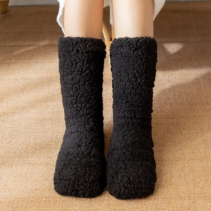 Plush Fuzzy Slipper Socks – Thick, Warm, Anti-Slip
