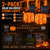 Solar Halloween String Lights – 2-Pack, 72 ft, Purple & Orange, Ships from US