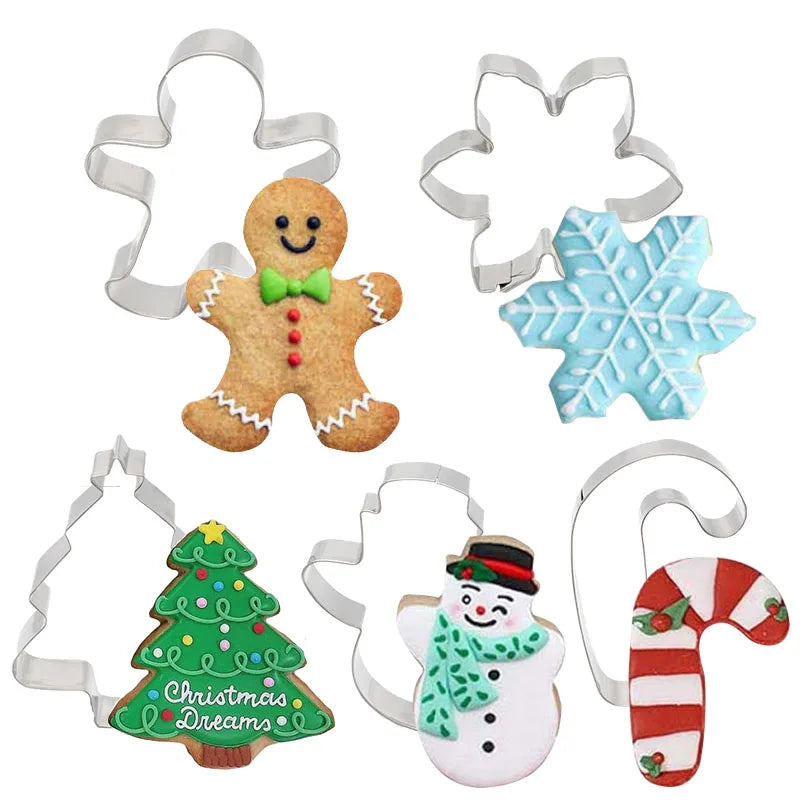 5-Piece Christmas Cookie Cutter Set - Stainless Steel