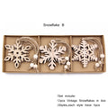 12PCS Wooden Hollow Snowflake Christmas Ornaments