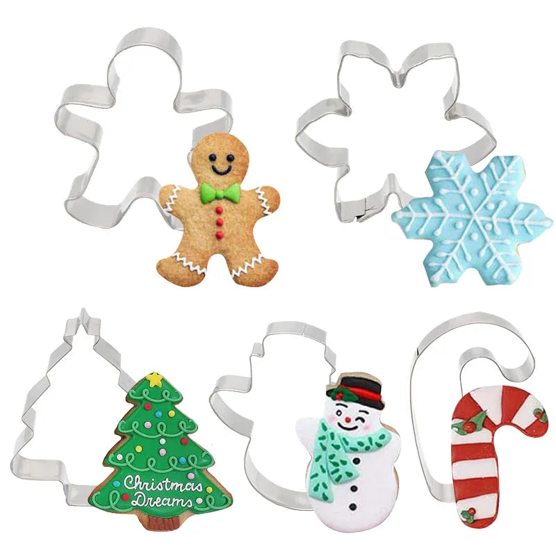 5-Piece Christmas Cookie Cutter Set - Stainless Steel