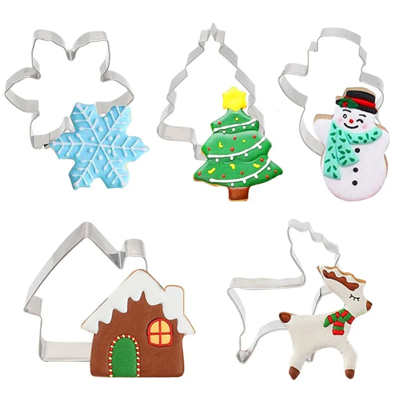 5-Piece Christmas Cookie Cutter Set - Stainless Steel
