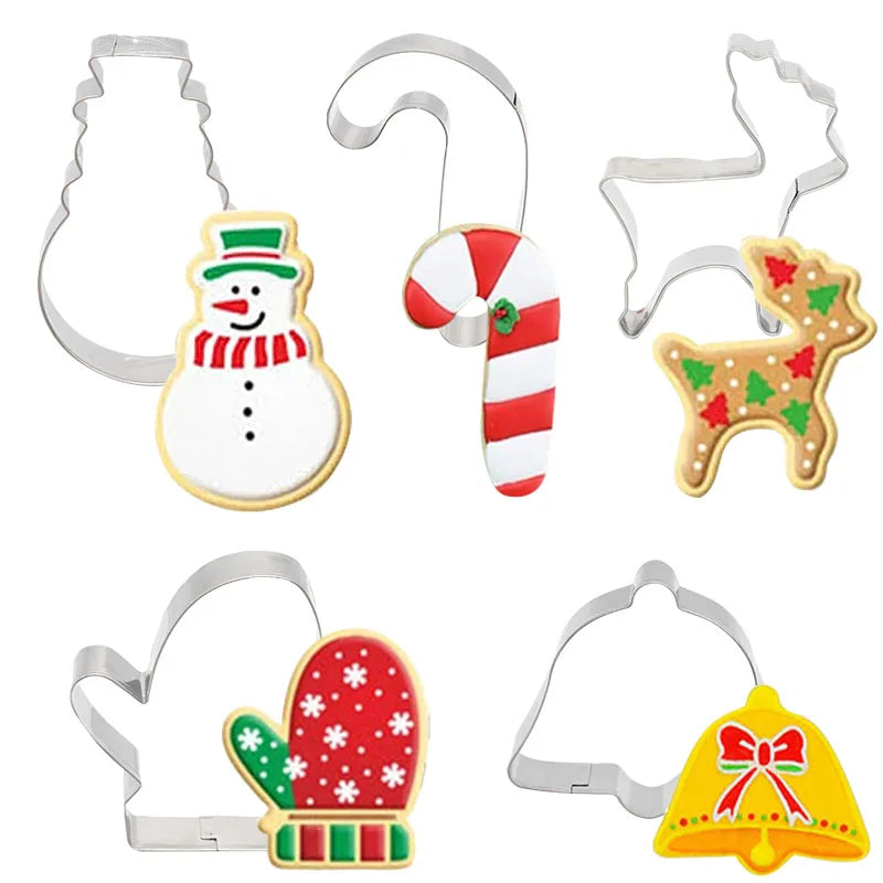 5-Piece Christmas Cookie Cutter Set - Stainless Steel