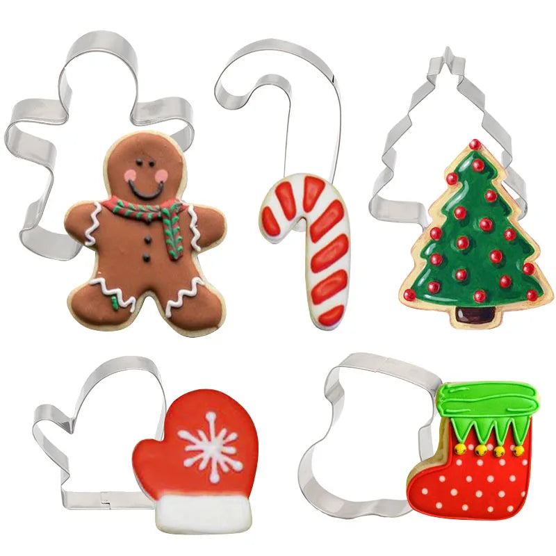 5-Piece Christmas Cookie Cutter Set - Stainless Steel