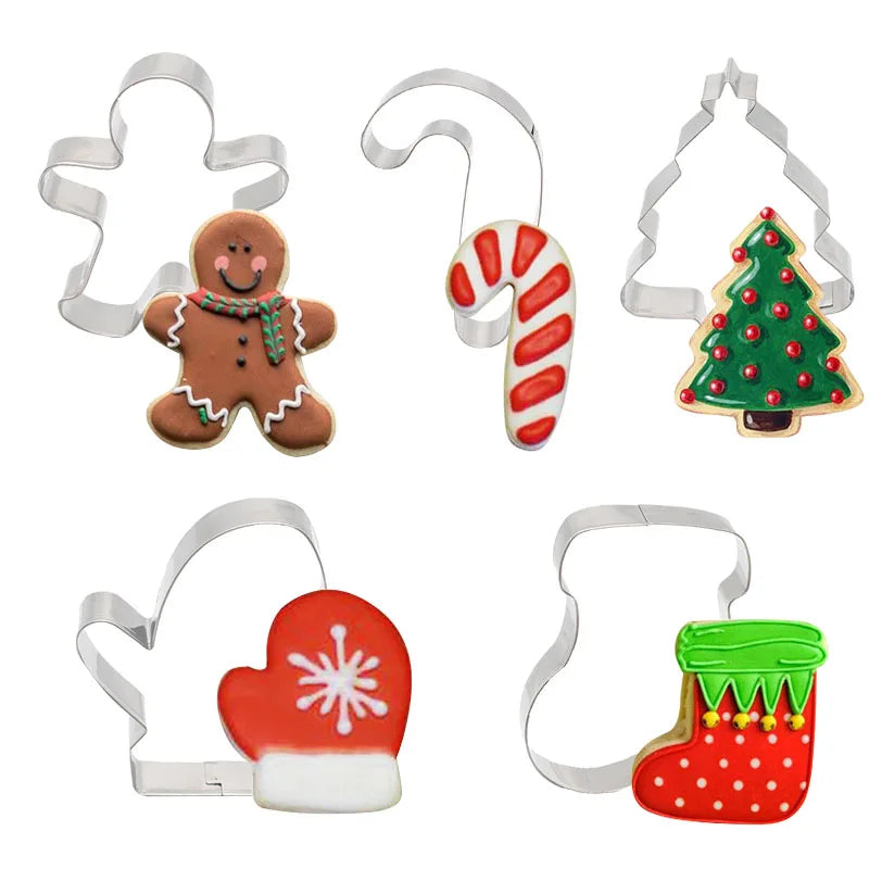 5-Piece Christmas Cookie Cutter Set - Stainless Steel