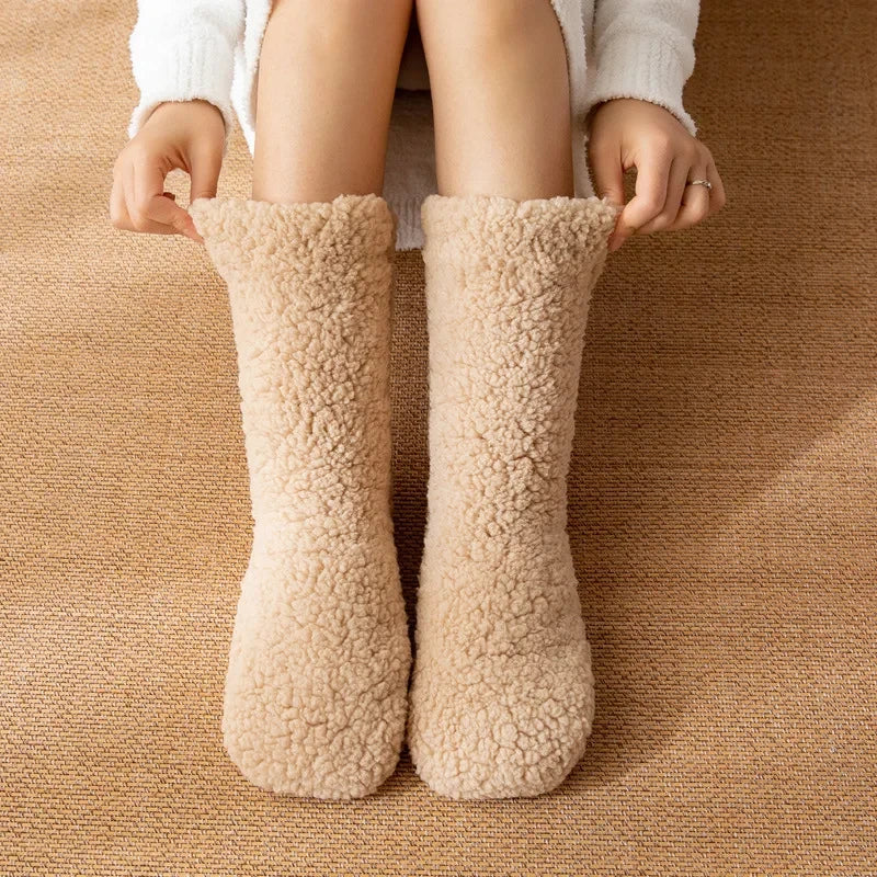 Plush Fuzzy Slipper Socks – Thick, Warm, Anti-Slip