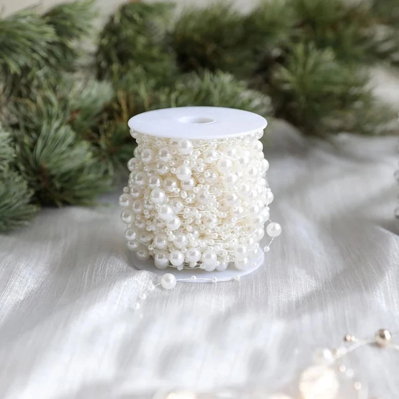 Pearl Bead Chain Garland for Christmas Tree - 10 m Roll