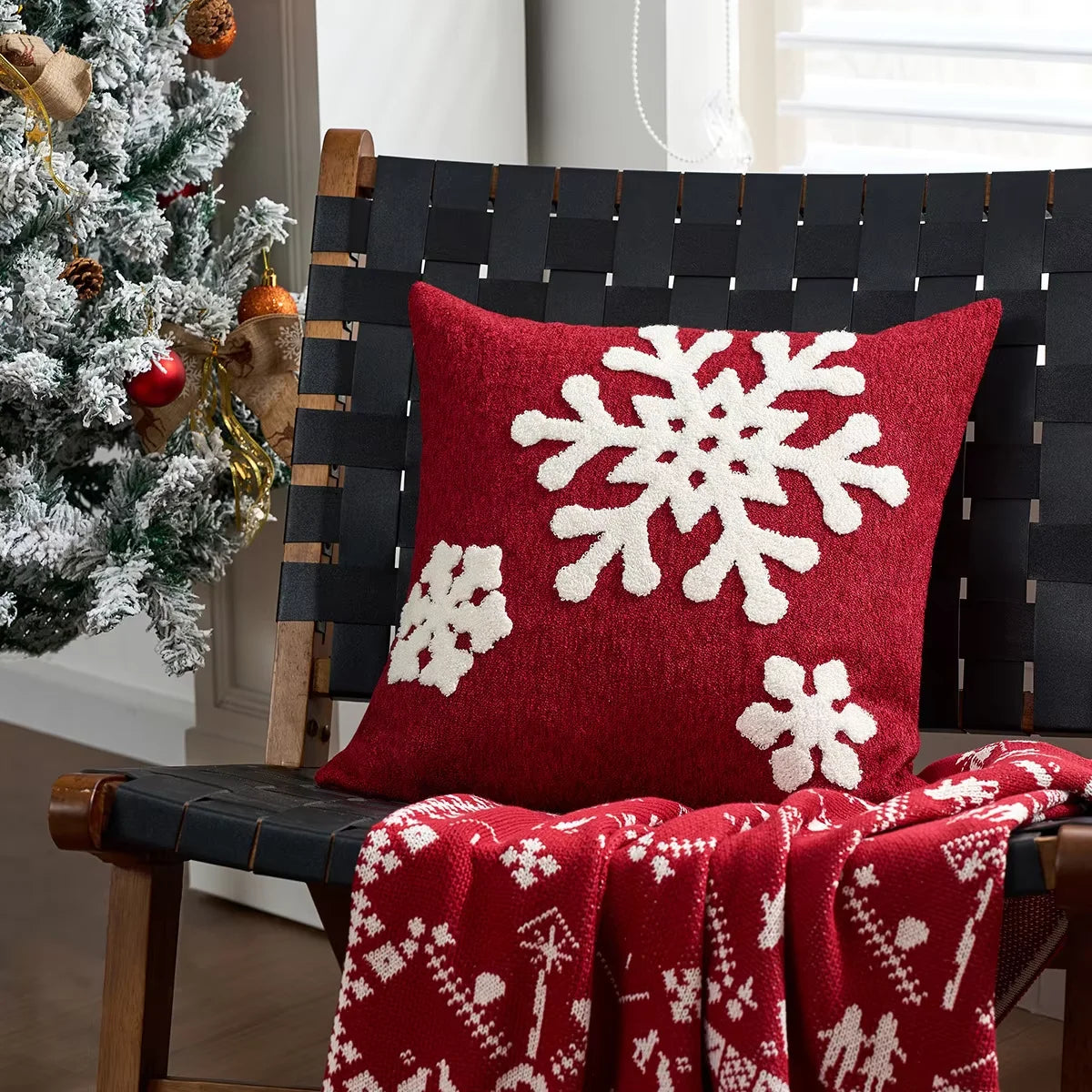 Embroidered Merry Christmas Throw Pillow Case Cover
