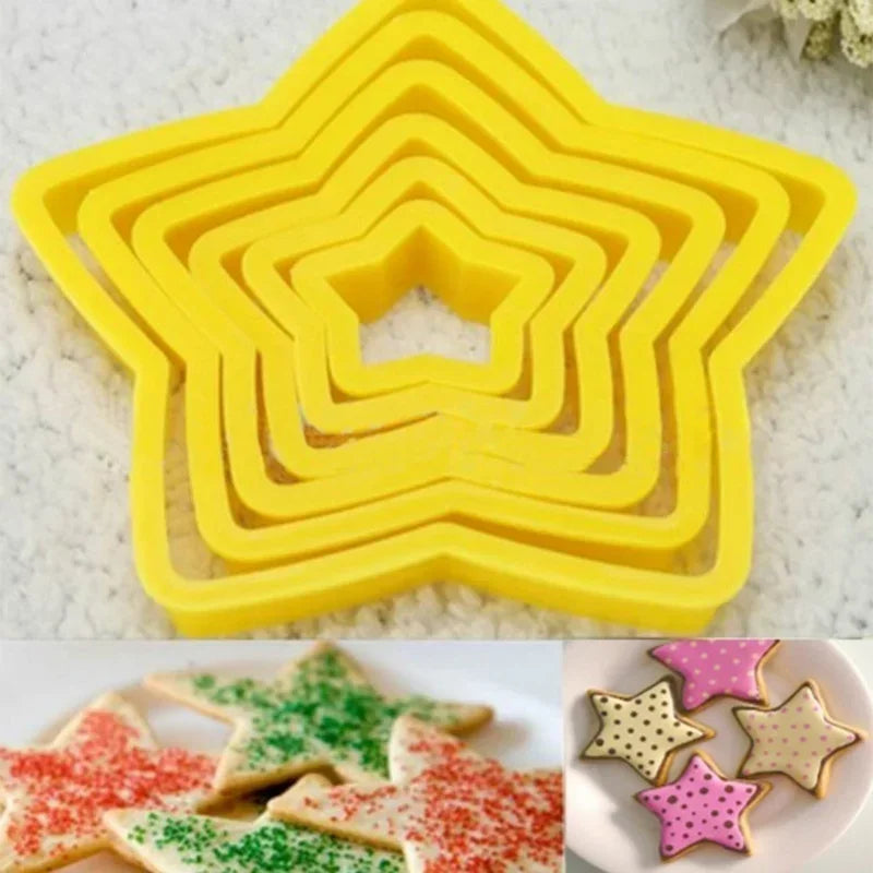 3D Star Christmas Tree Cookie Cutter Set - 6 Pieces