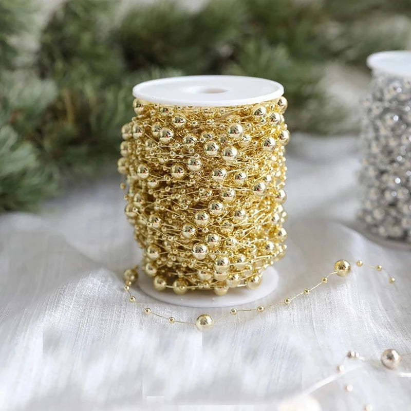 Pearl Bead Chain Garland for Christmas Tree - 10 m Roll