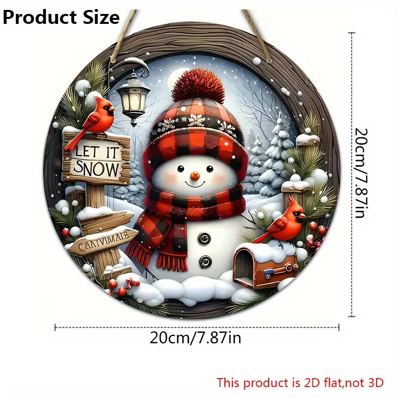 Christmas Snowman Cardinal Wooden Sign