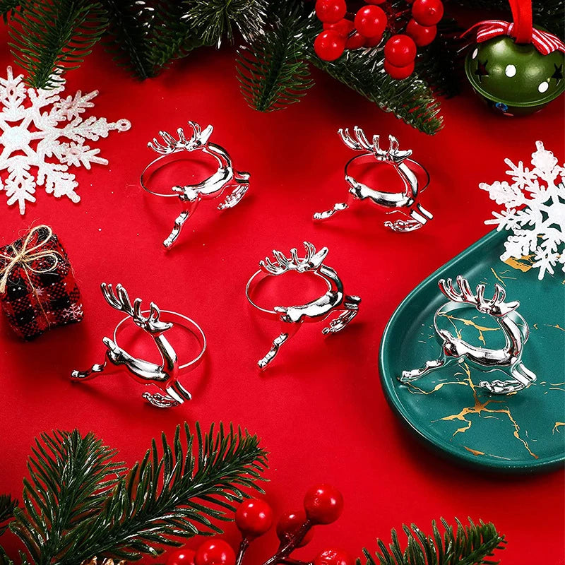 Elk Napkin Rings in Gold or Silver - Set of 6
