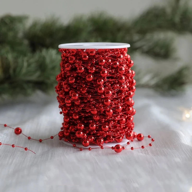Pearl Bead Chain Garland for Christmas Tree - 10 m Roll
