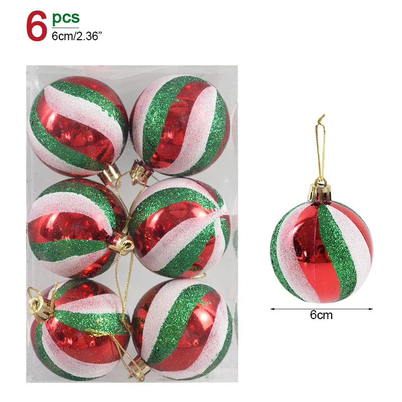 Clear Snow Christmas Ball Ornaments - 6 Pack, 6 cm