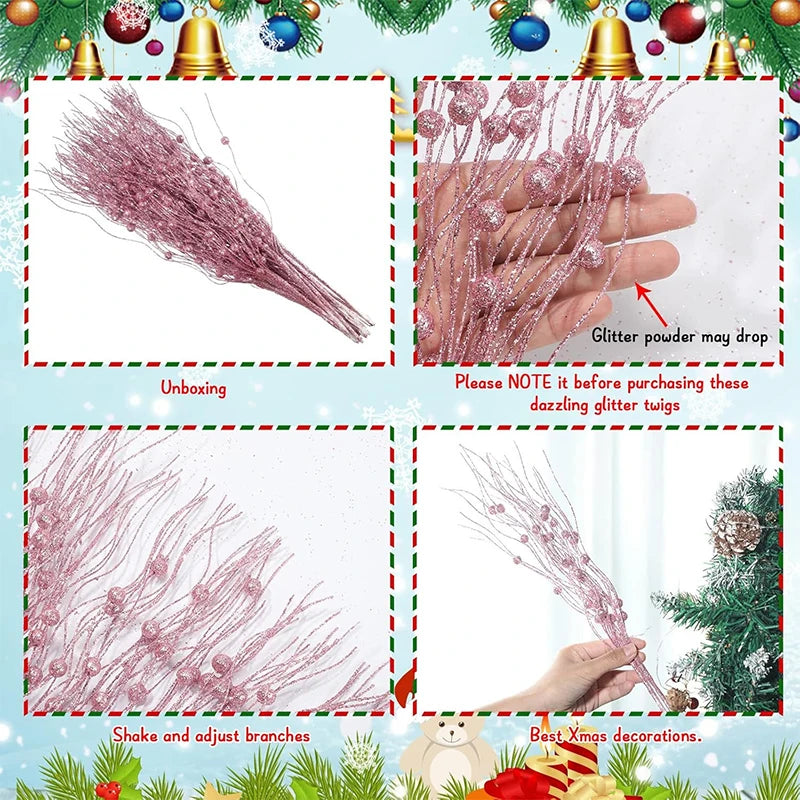 Glitter Berry Bouquet Picks - 5 Pack