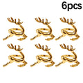 Elk Napkin Rings in Gold or Silver - Set of 6