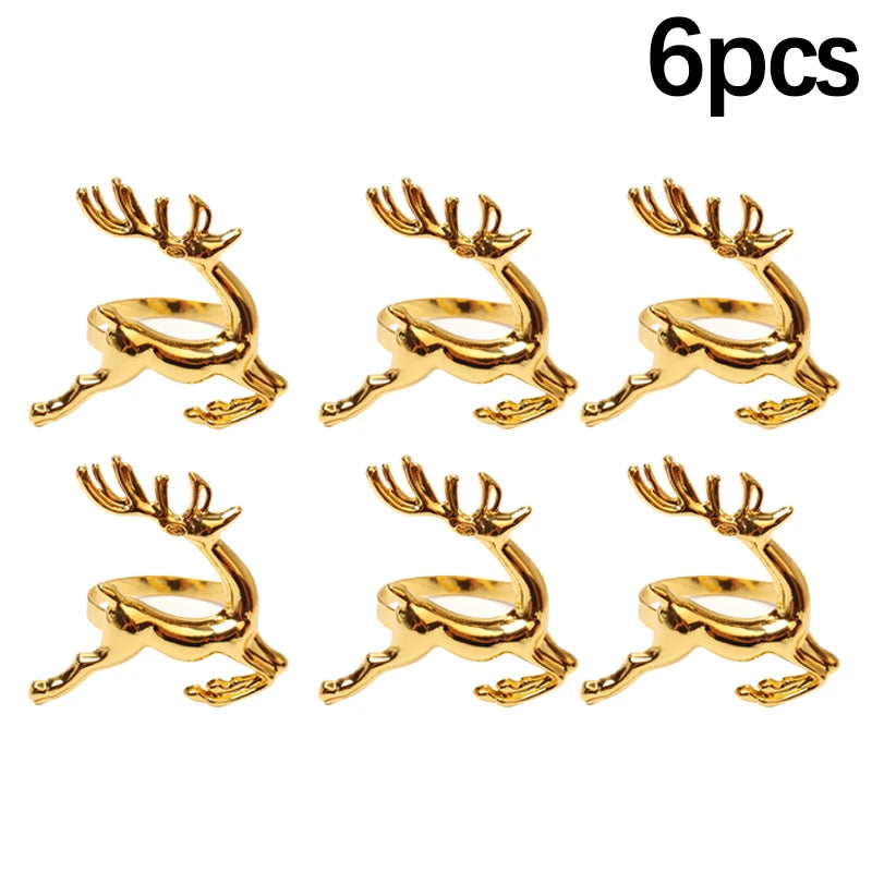 Elk Napkin Rings in Gold or Silver - Set of 6