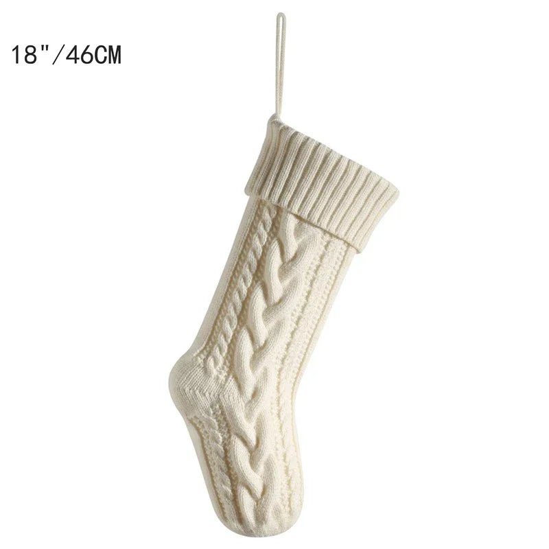 Large Cable Knit Christmas Stocking for Kids