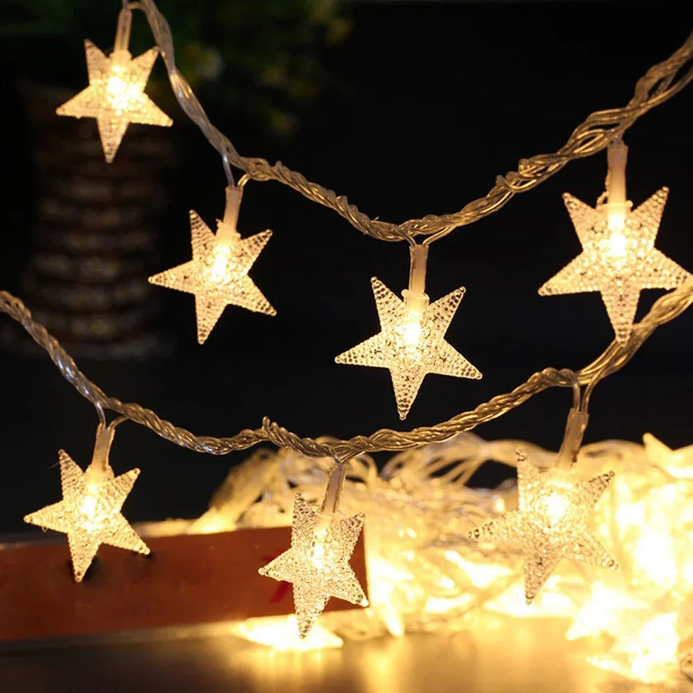 LED Star String Lights - 10 m, 80 LEDs, Battery or USB