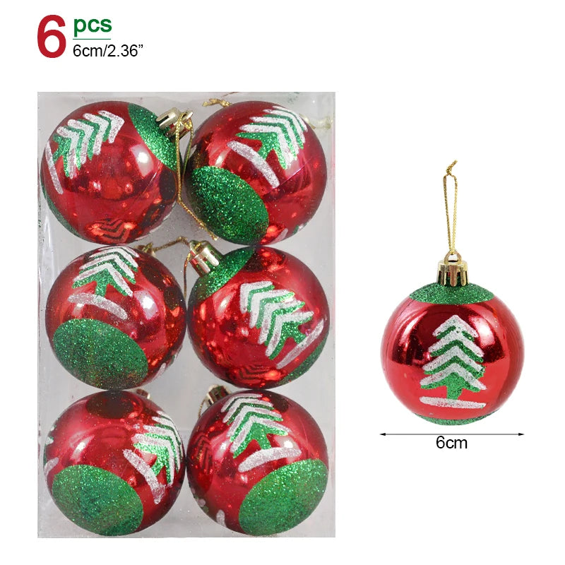 Clear Snow Christmas Ball Ornaments - 6 Pack, 6 cm