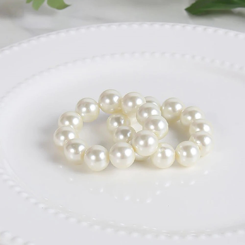 Set of 12 Handmade Imitation Pearl Napkin Rings