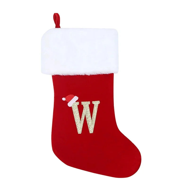 Alphabet Christmas Stocking Gift Bag - Red