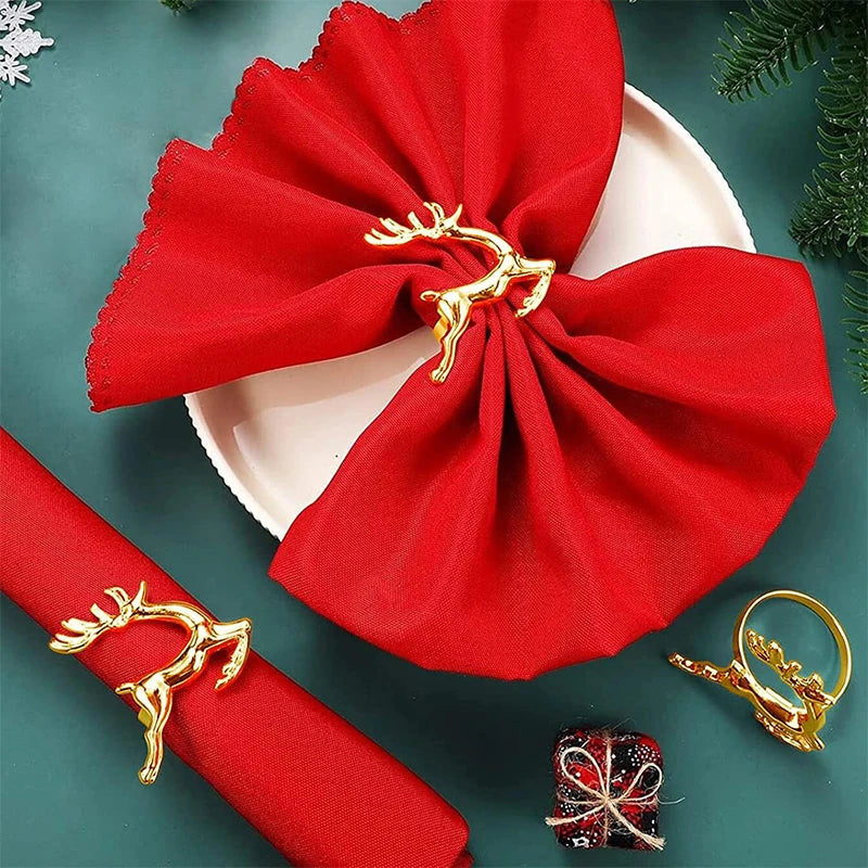 Elk Napkin Rings in Gold or Silver - Set of 6