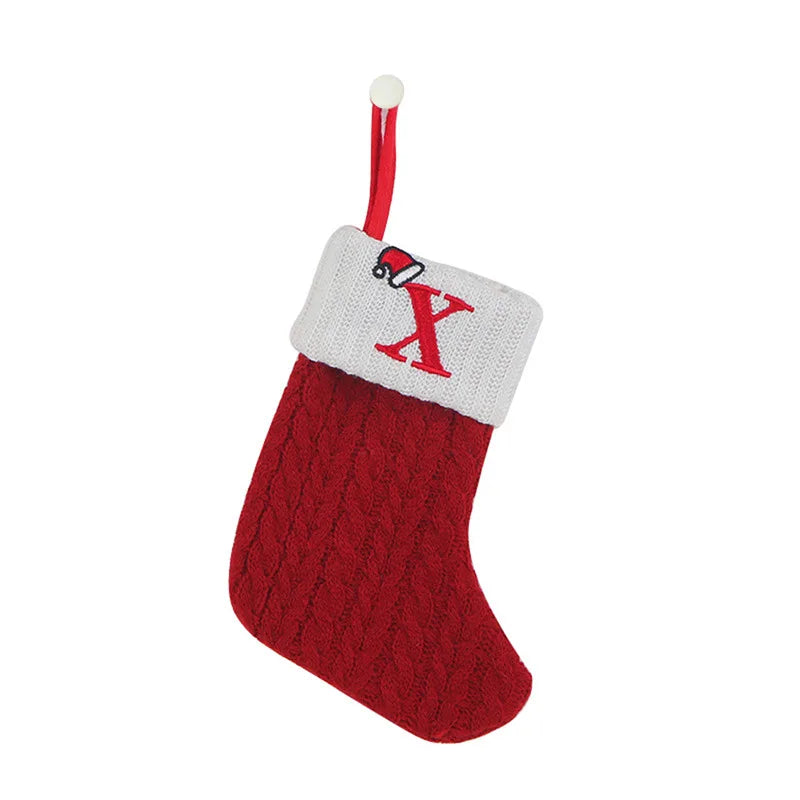 Christmas Socks Knitting Snowflake Letter Stocking