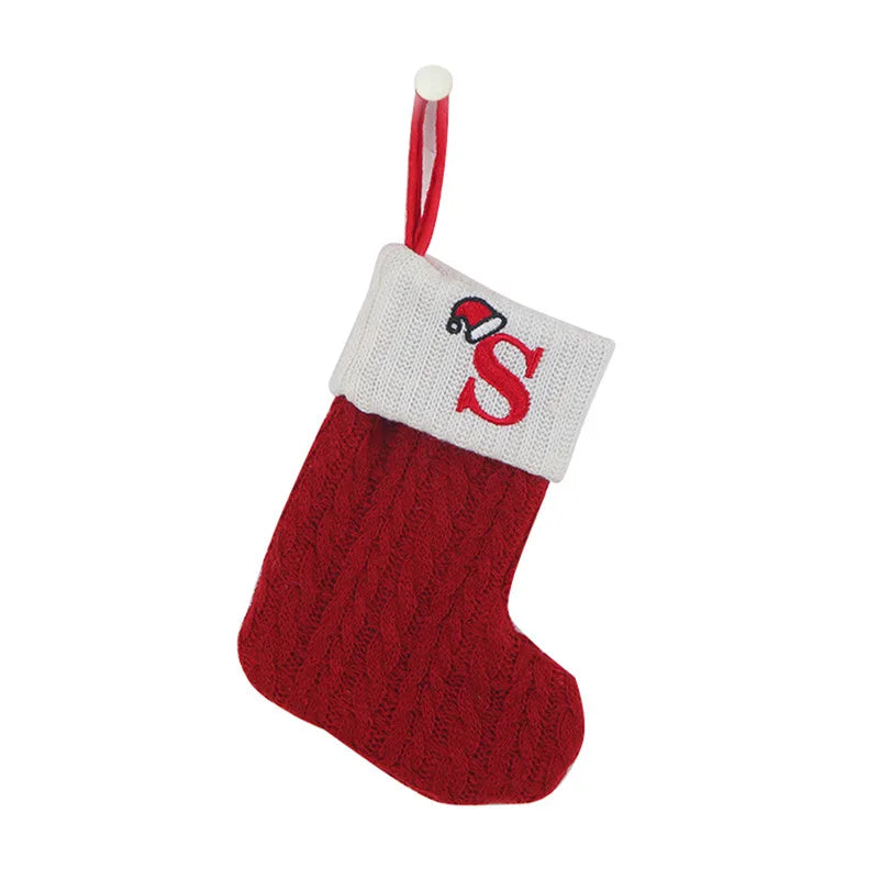 Christmas Socks Knitting Snowflake Letter Stocking