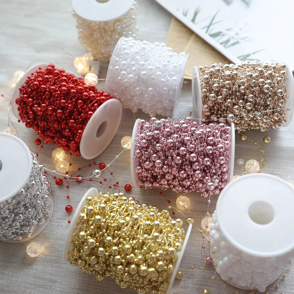Pearl Bead Chain Garland for Christmas Tree - 10 m Roll
