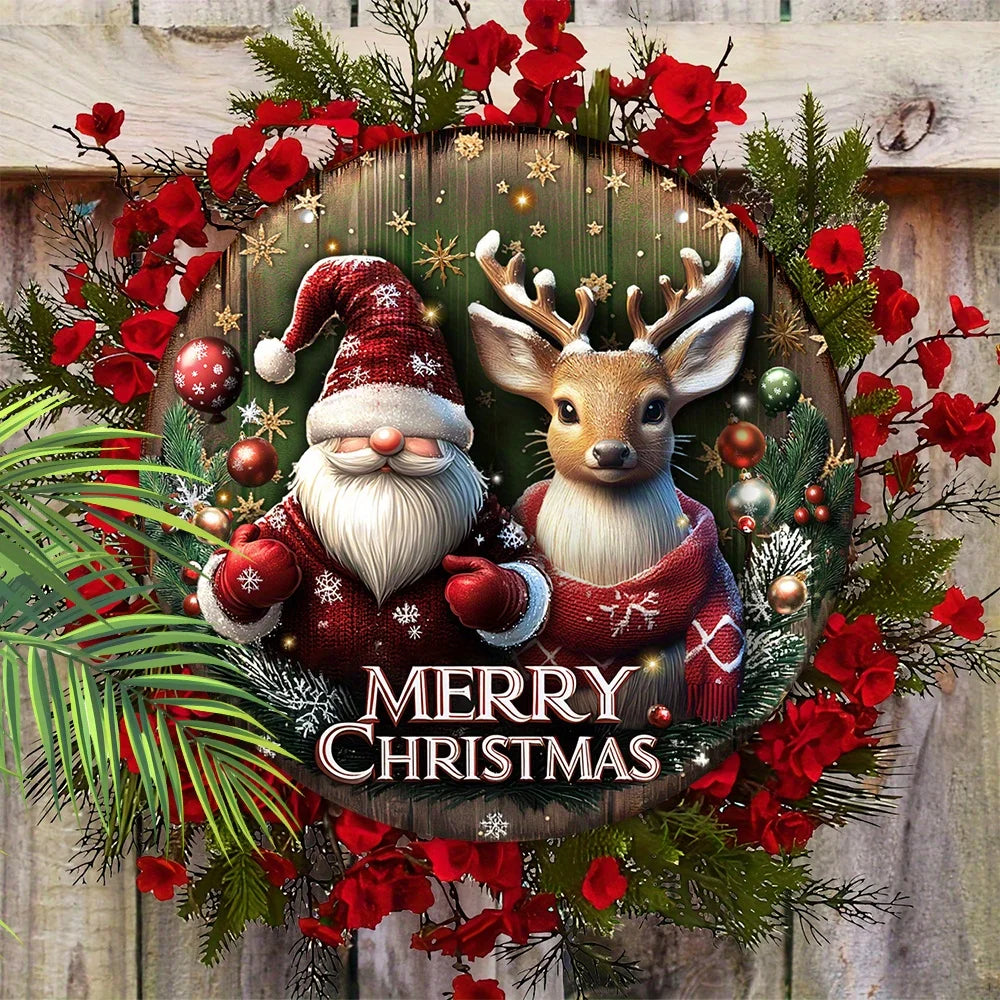Wooden Christmas Wreath Sign for Home