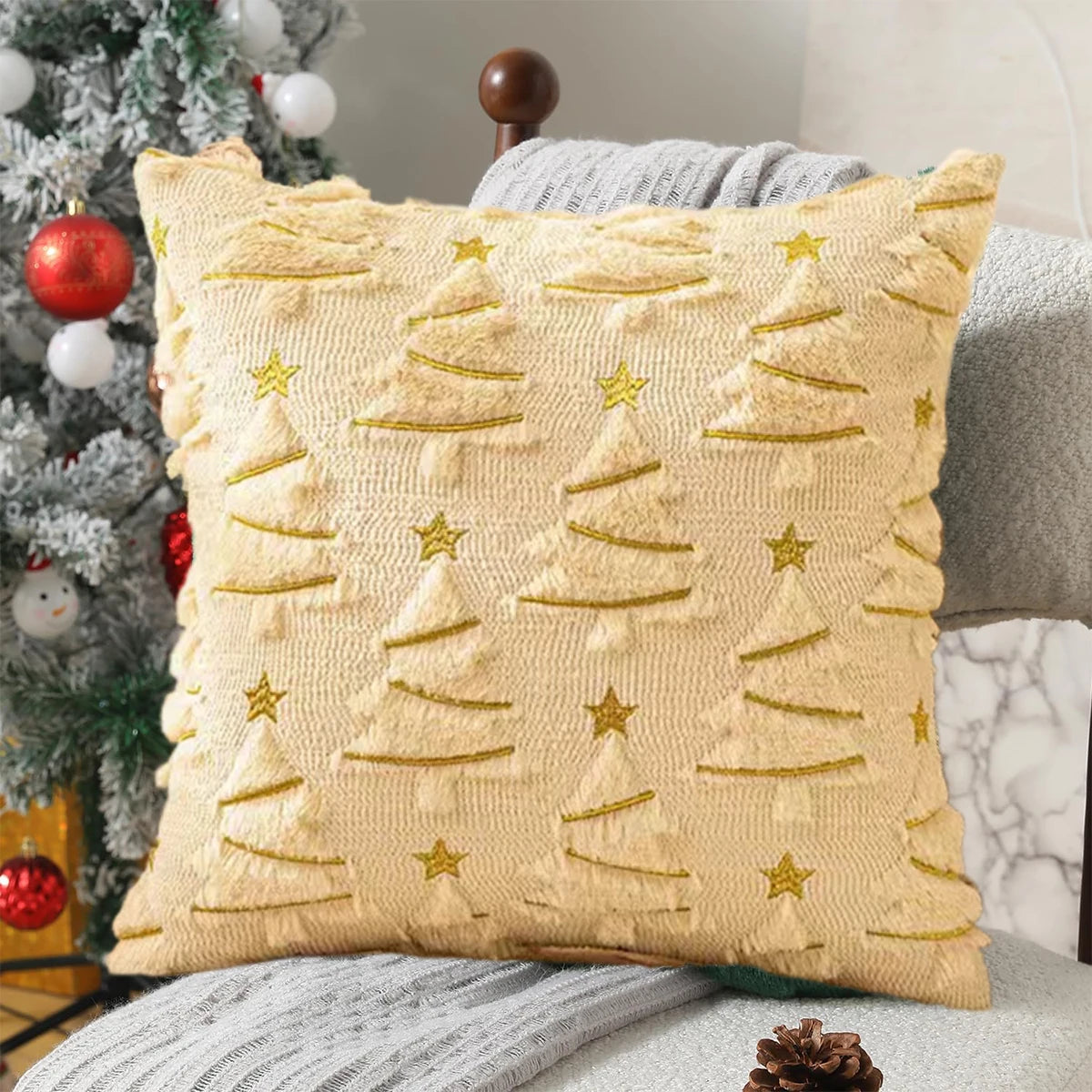 Plush Christmas Tree Pillow Cover - 18in