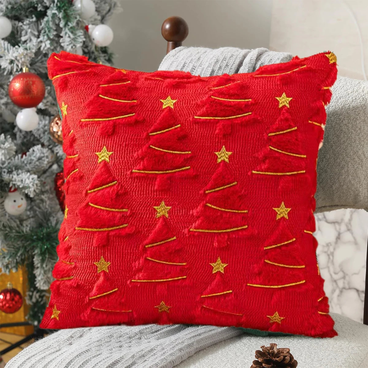Plush Christmas Tree Pillow Cover - 18in
