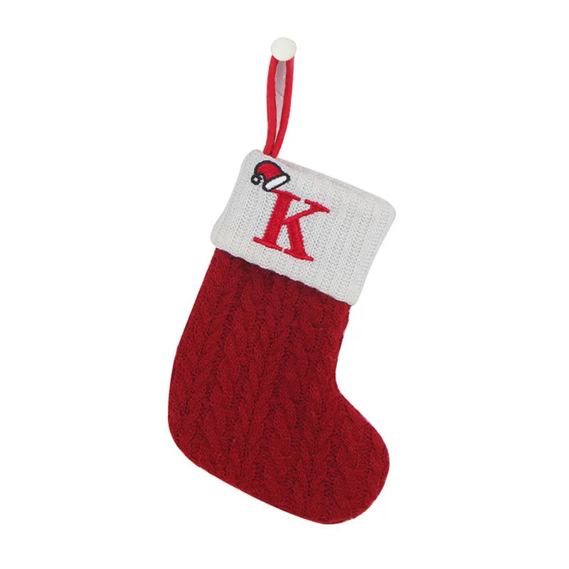 Christmas Socks Knitting Snowflake Letter Stocking