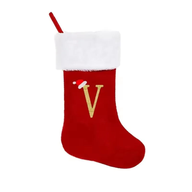 Alphabet Christmas Stocking Gift Bag - Red