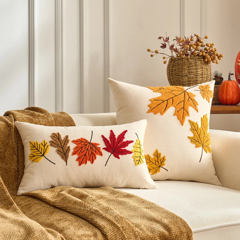 Pumpkin Tufted Velvet Throw Pillow Cover - Autumn Design