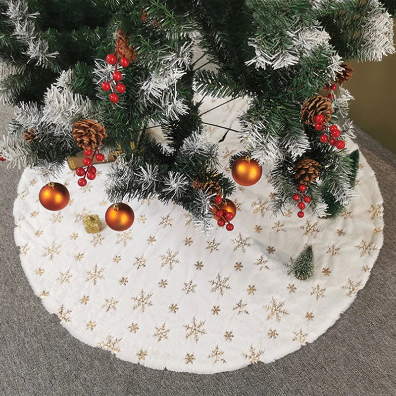 White Christmas Tree Skirt Plush Faux Fur