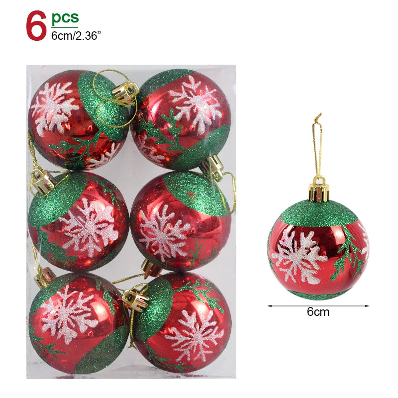 Clear Snow Christmas Ball Ornaments - 6 Pack, 6 cm