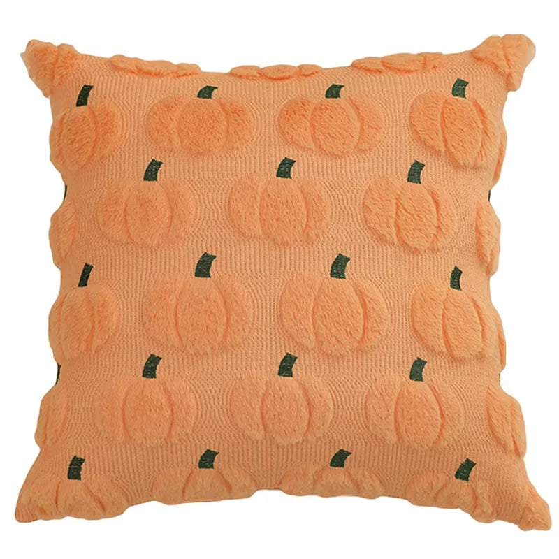 Pumpkin Tufted Velvet Throw Pillow Cover - Autumn Design