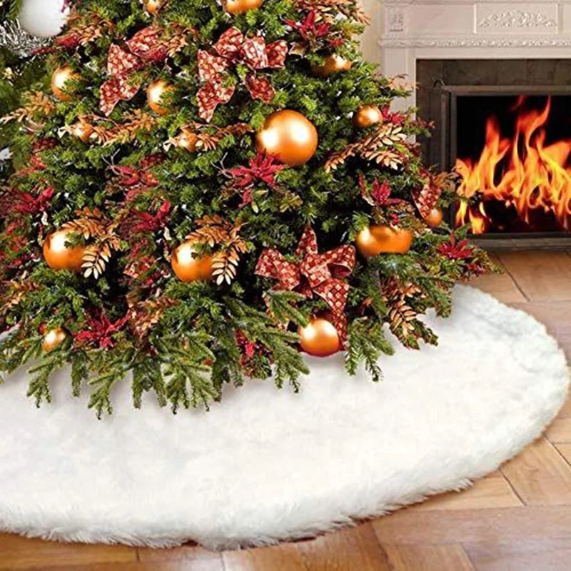 White Christmas Tree Skirt Plush Faux Fur