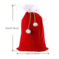 Large Red Velvet Christmas Gift Sack with White Pompom