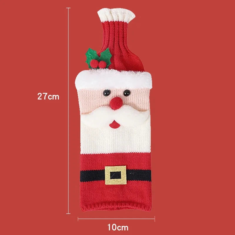 Christmas Wine Bottle Cover Set - Woven Bags