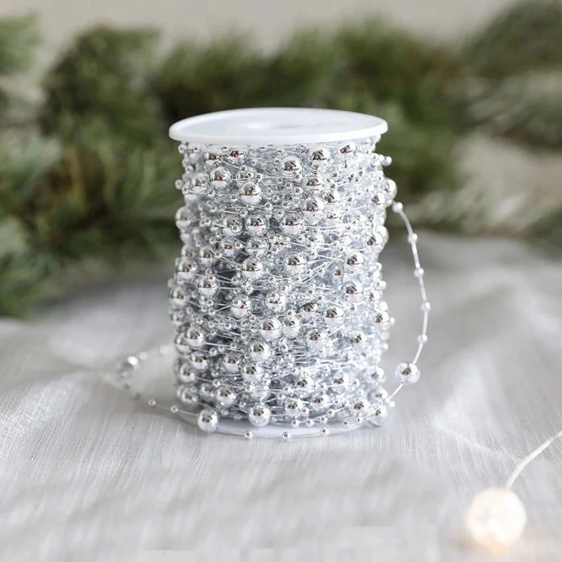 Pearl Bead Chain Garland for Christmas Tree - 10 m Roll