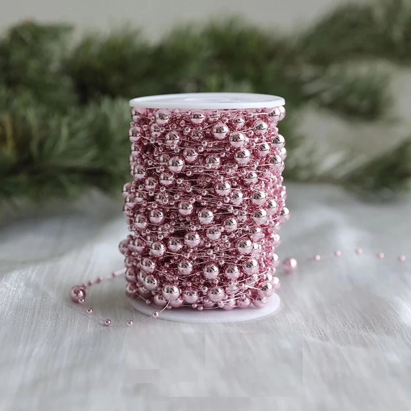 Pearl Bead Chain Garland for Christmas Tree - 10 m Roll