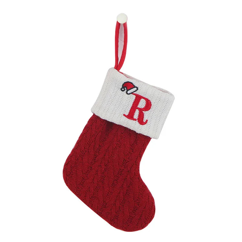 Christmas Socks Knitting Snowflake Letter Stocking
