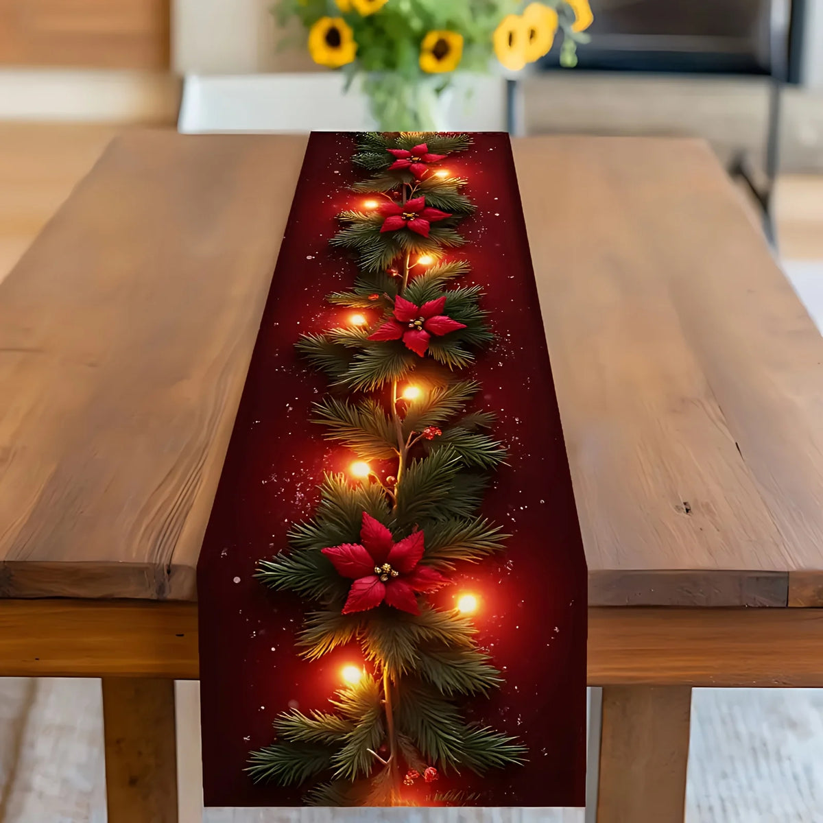 Christmas Floral Pine Branch Table Runner - Multiple Sizes