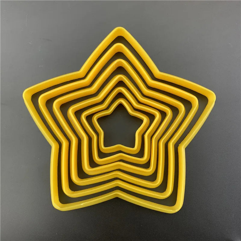 3D Star Christmas Tree Cookie Cutter Set - 6 Pieces