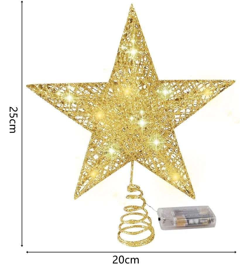 LED Christmas Tree Topper Star with 20 Warm White Lights